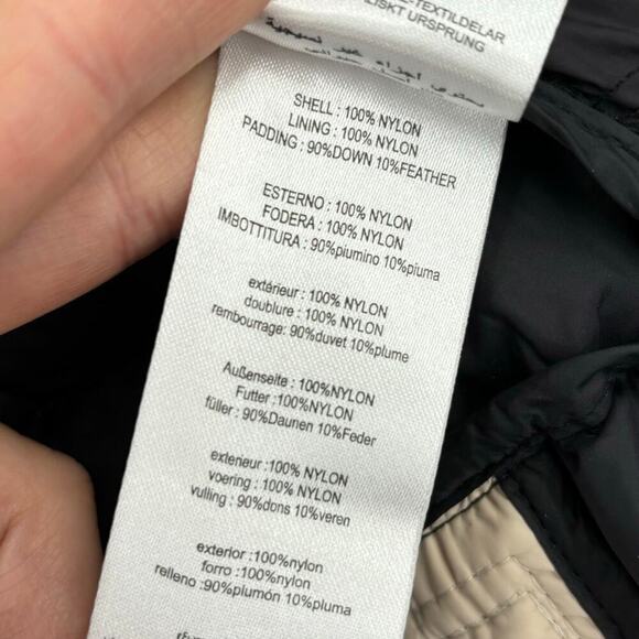 Bomboogie Pure Down Nylon Puffer Jacket Mock Neck Quilted Sand Beige Size 0 - Picture 14 of 14